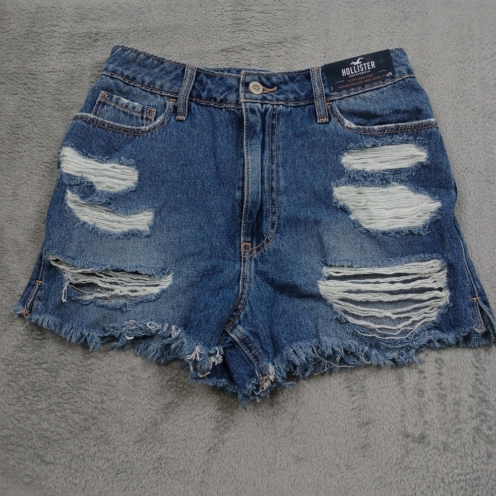 Hollister Shorts Womens 25 Blue Denim High Rise Vintage Relaxed Mom NWT